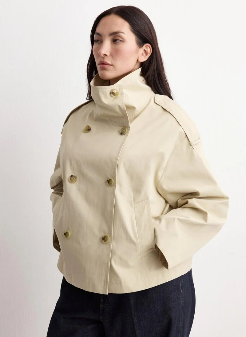 MANGO Double-breasted cropped trench coat
